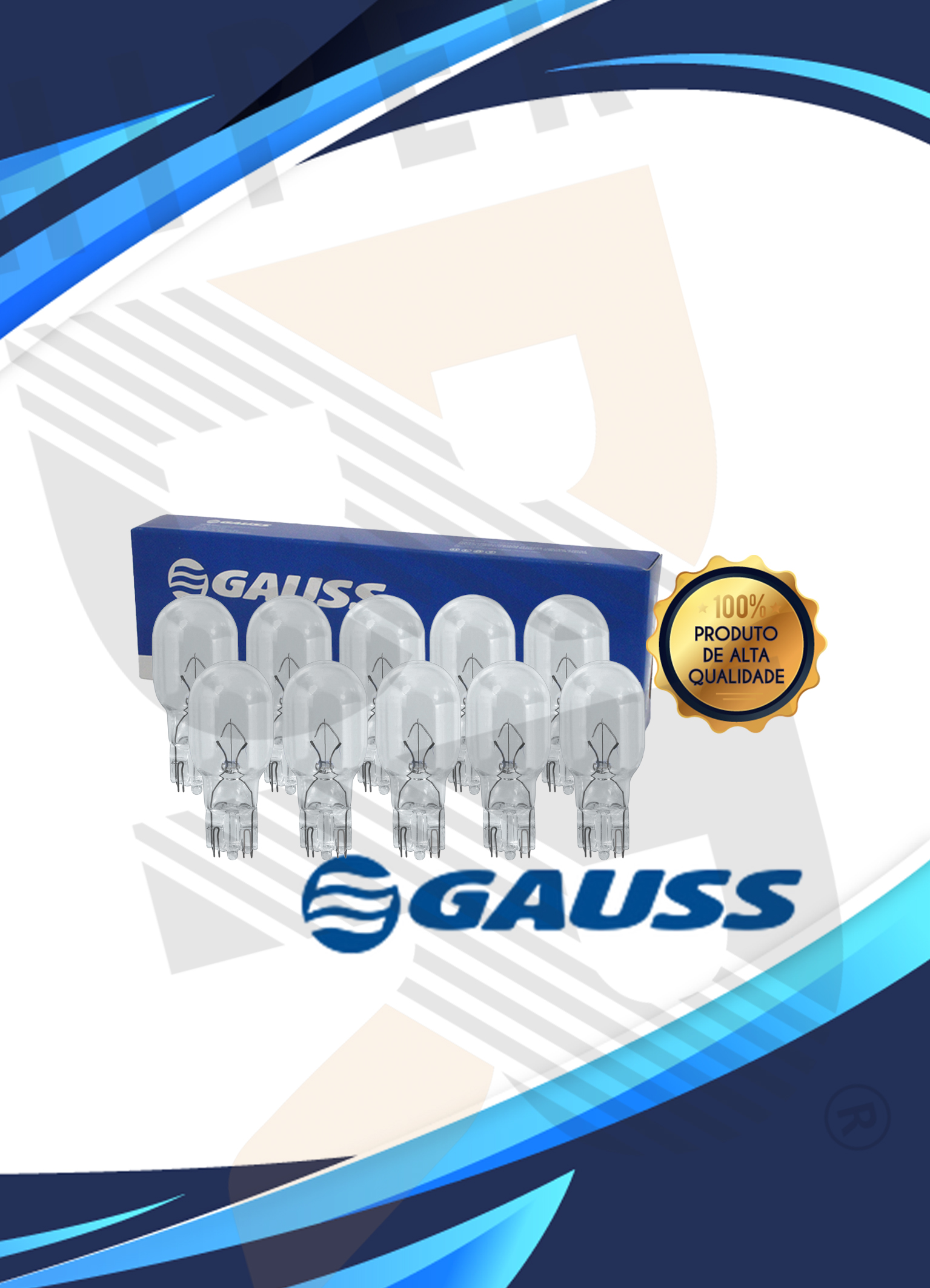 Kit 10 Lâmpadas Miniatura Super Pingão 12v - GL921 Gauss