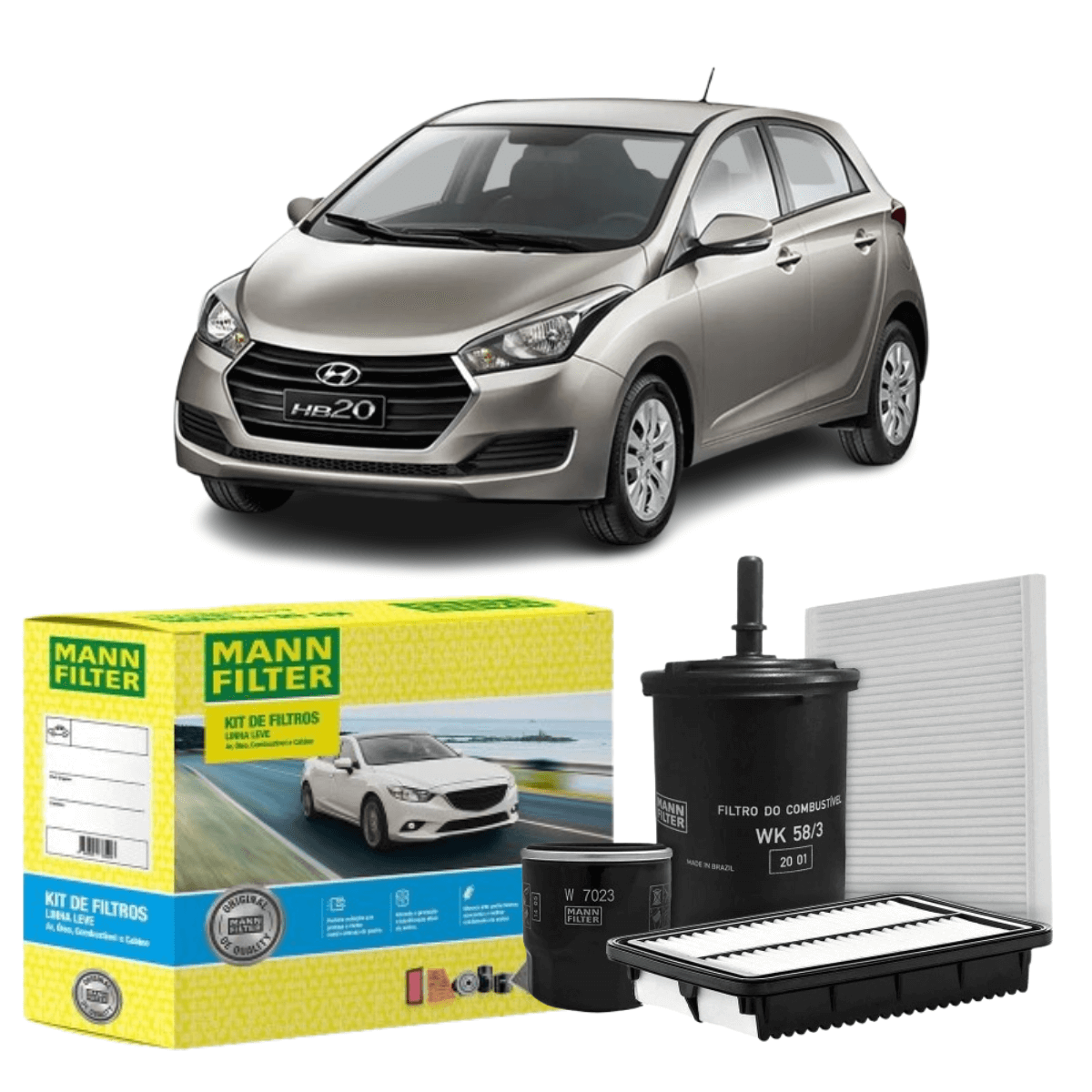 Kit Filtros Hyundai HB20 1.0 Flex 2013 a 2018 - SP-110684 MANN