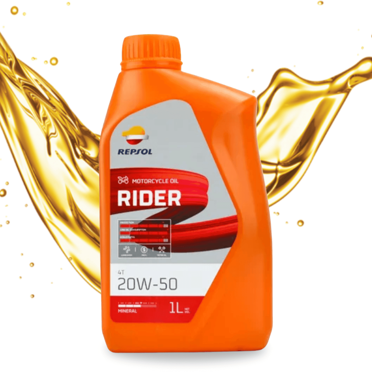 Óleo de Motor Mineral Rider 4T 20W50 1L Repsol