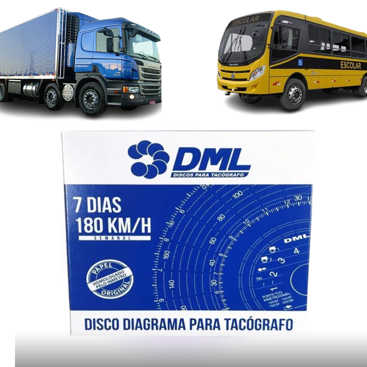 Disco Tacógrafo Semanal 180km/h 7 DIAS - DML006