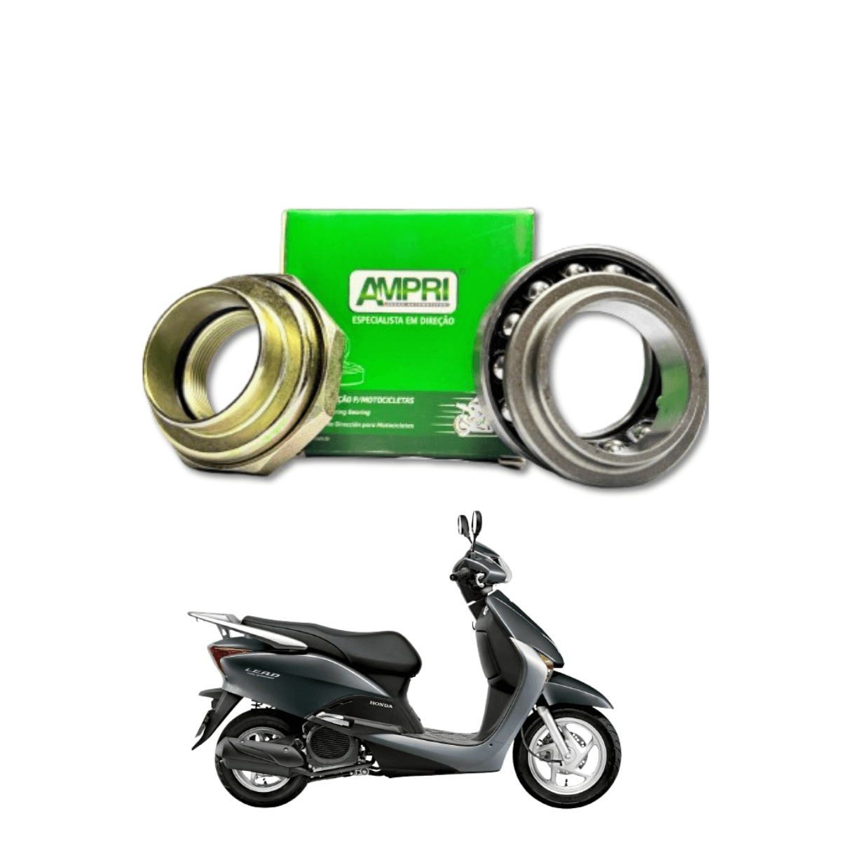 Caixa de Direção Rolamento Cônico Ampri - Honda Lead 110 (2010-2016)