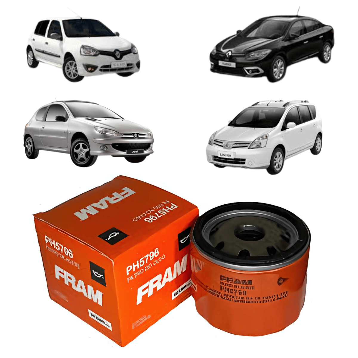 Filtro de Óleo Renault Clio Nissan Livina Peugeot - PH5796 Fram