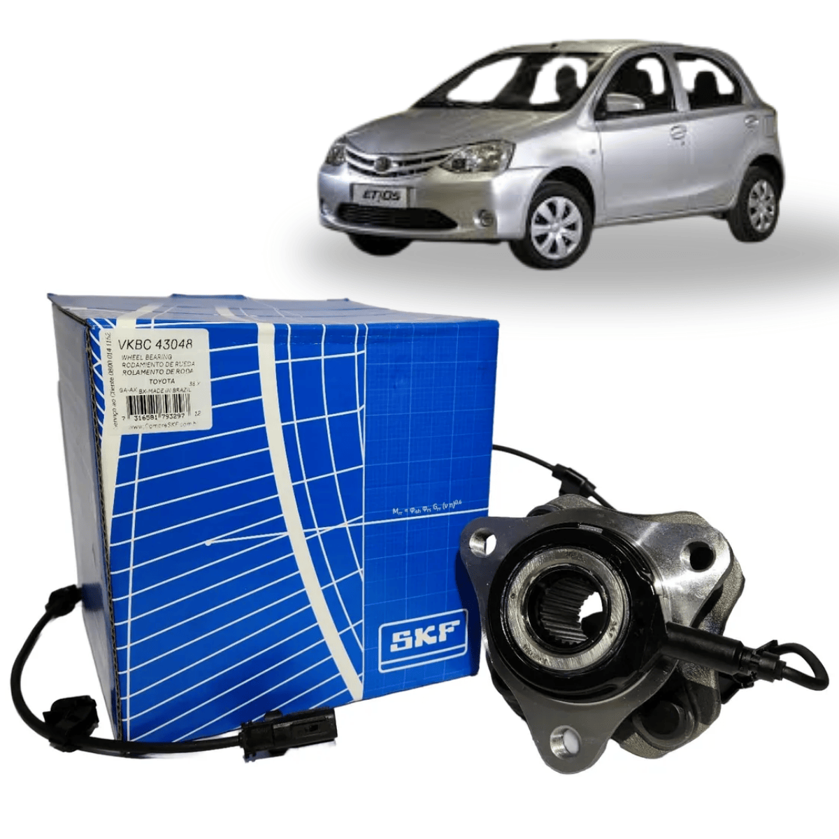 Cubo Roda Dianteiro Esq Etios 1.3 1.5 16v 2012 a 2021 C/ABS SKF  VKBC43048