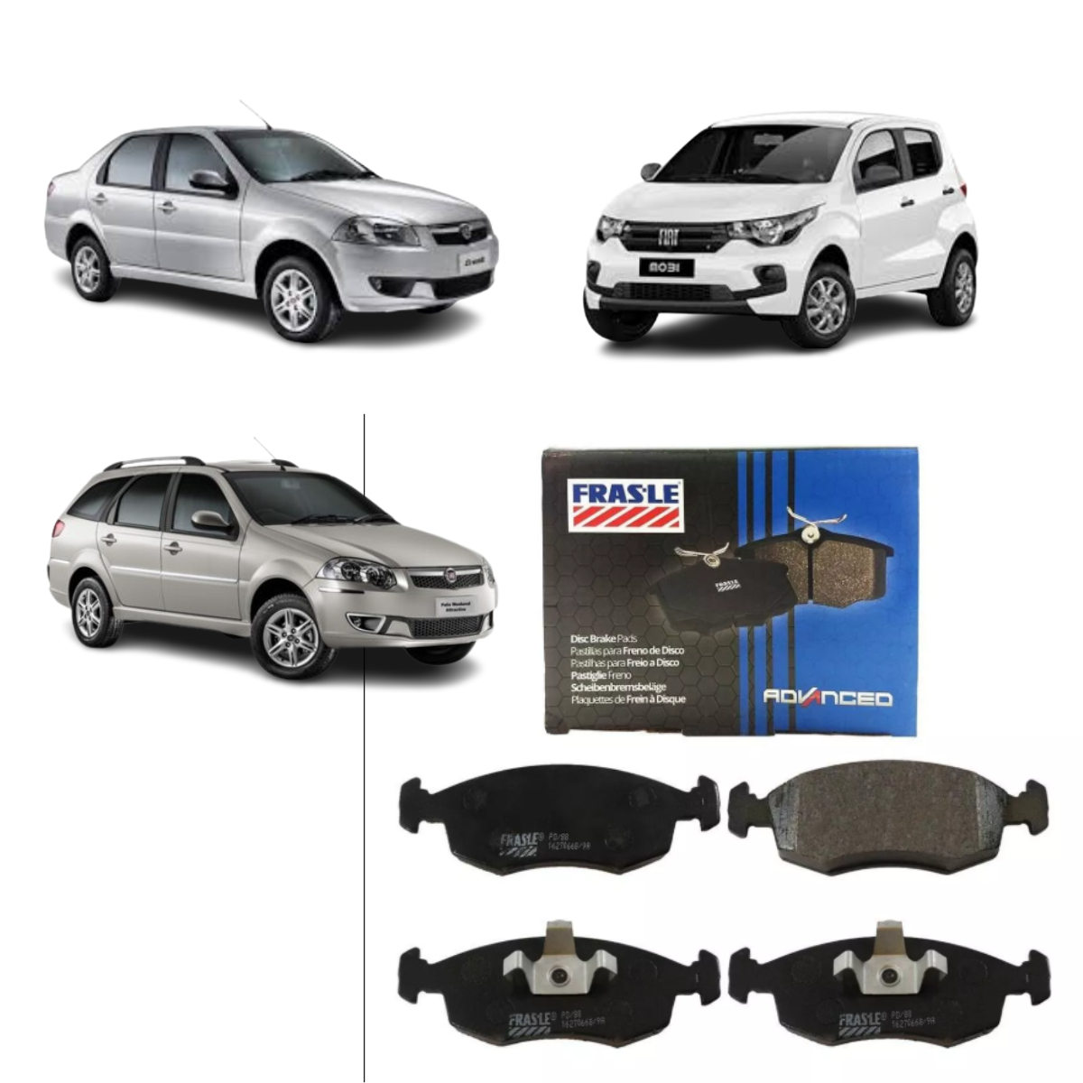 Pastilha de Freio Dianteira Fiat Mobi Palio - PD90  Frasle